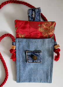 Pochette jeans upcycling Red