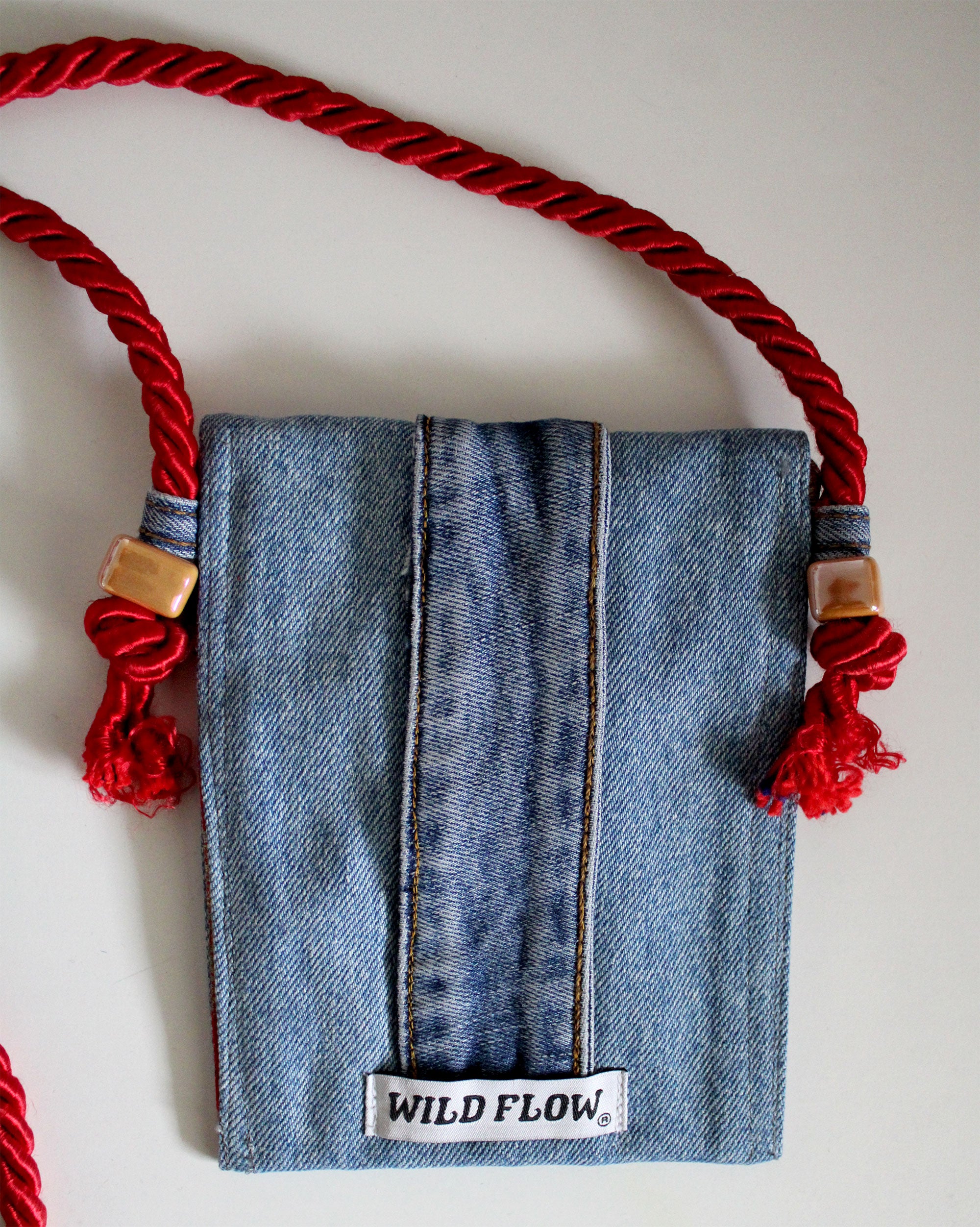 Pochette jeans upcycling Red