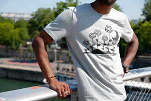 T-shirt éthique gris chiné Wild Flowers