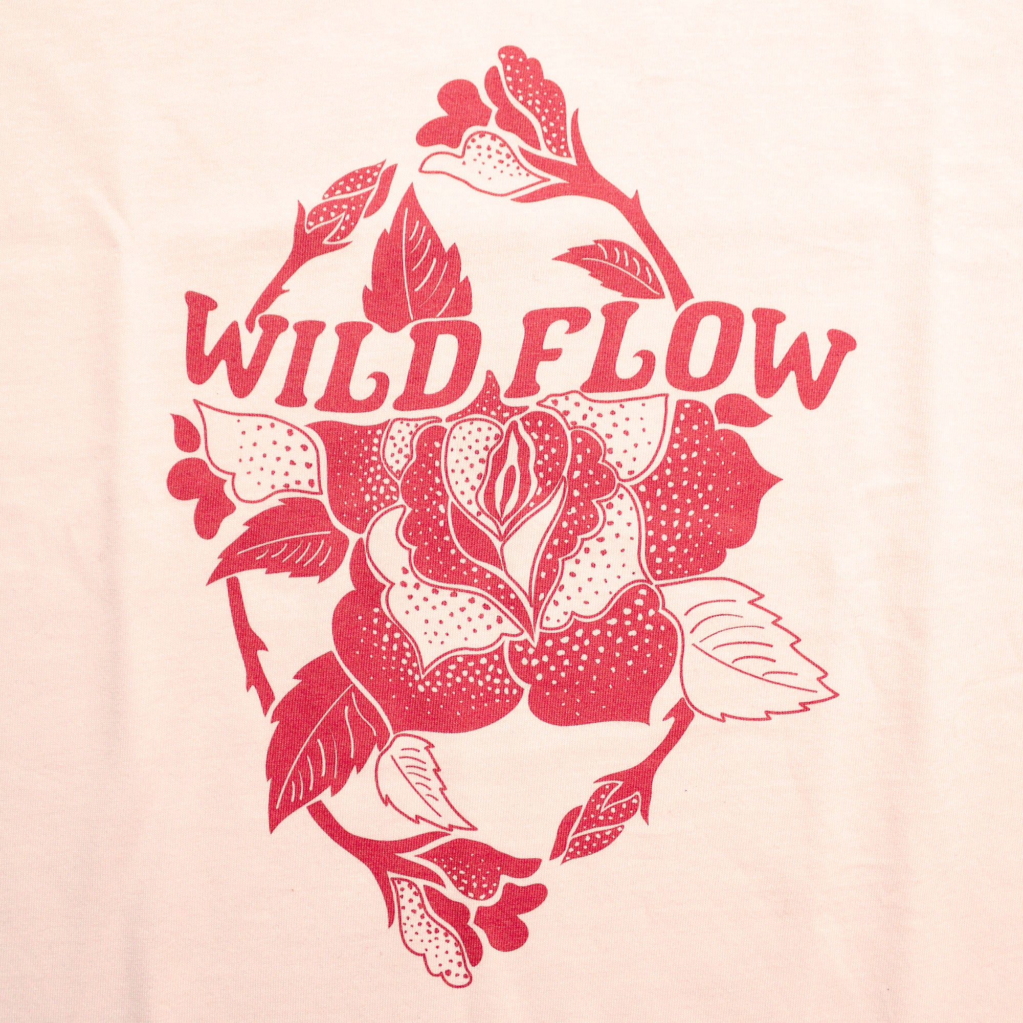T-shirt éthique rose poudré Vulva Flower