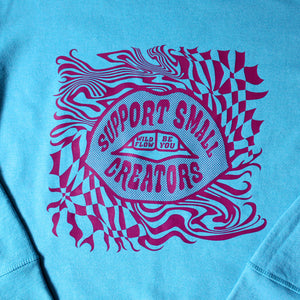 Sweat bleu turquoise Support Small Creators