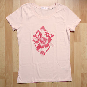 T-shirt éthique rose poudré Vulva Flower